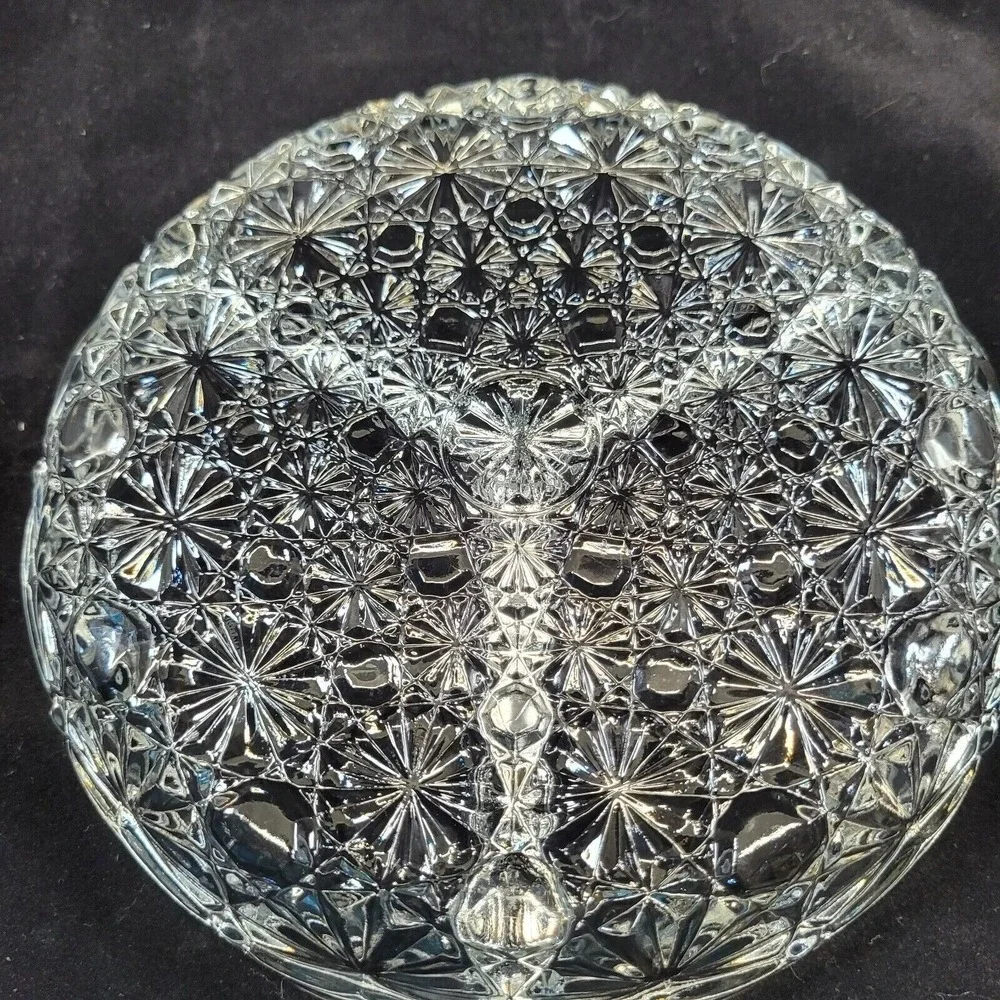 Smith Glass Divided Serving Dish Clear Daisy and Button 3‎ Section Round Vintage